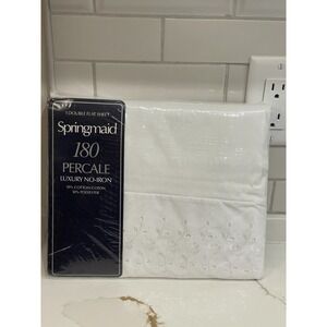 Vintage Springmaid Double/Full Flat Sheet Tiara White Eyelet Percale New Sealed